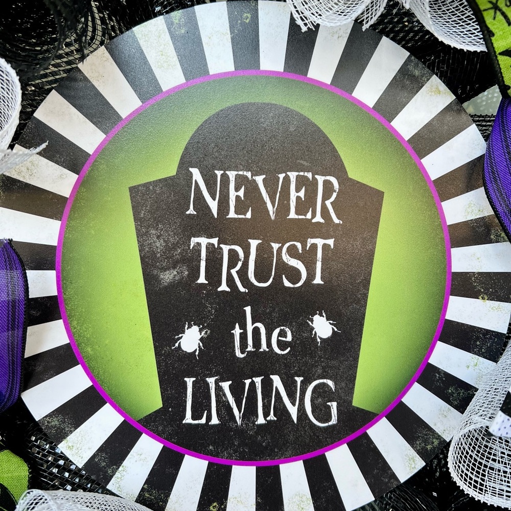 Halloween Themed Wreath with Black, Green, and Purple Accents - Picture 3 of 5
